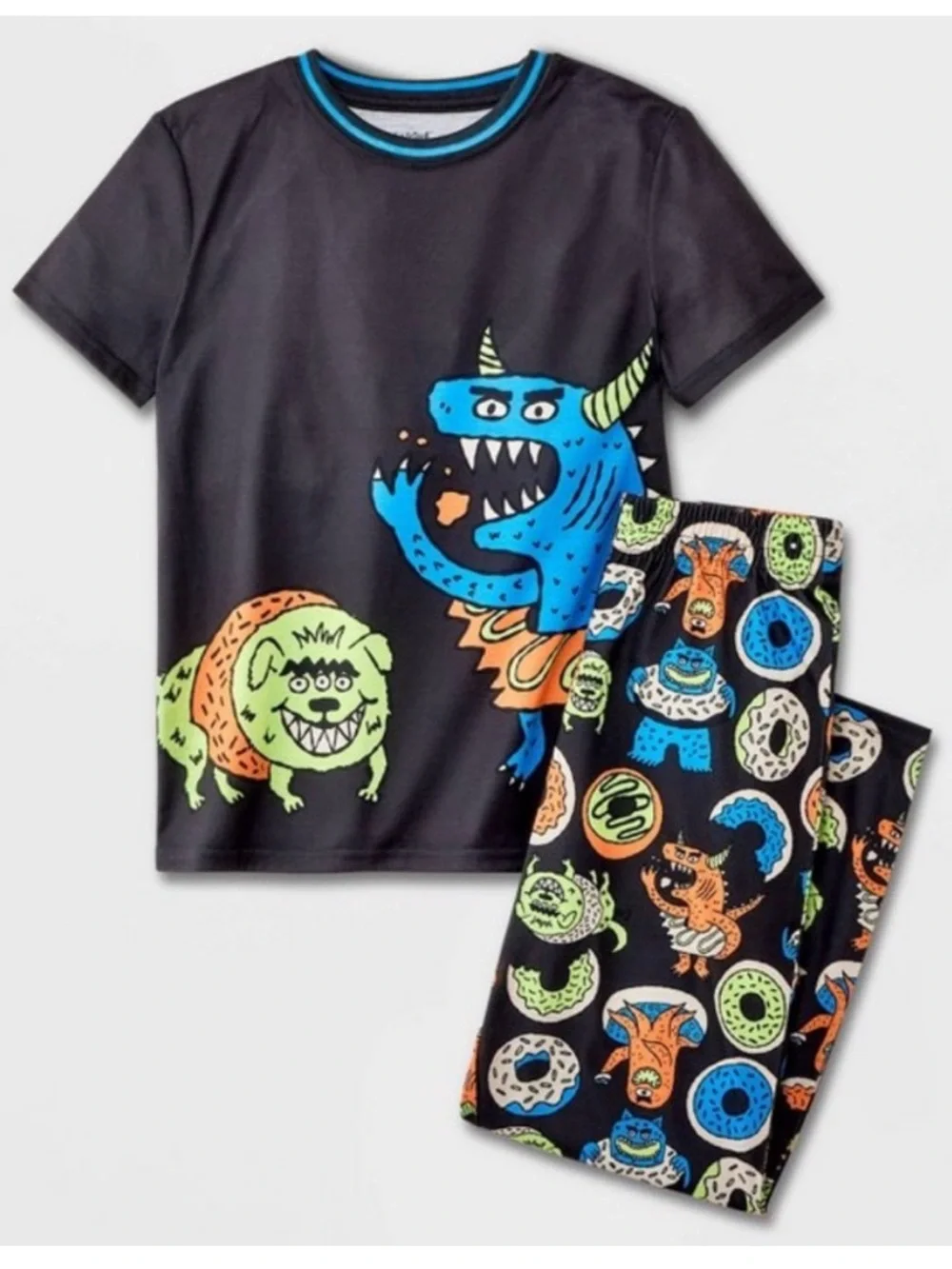 Cat & Jack Boys' 2pc 'Monster' Short Sleeve Pajama Set - Black